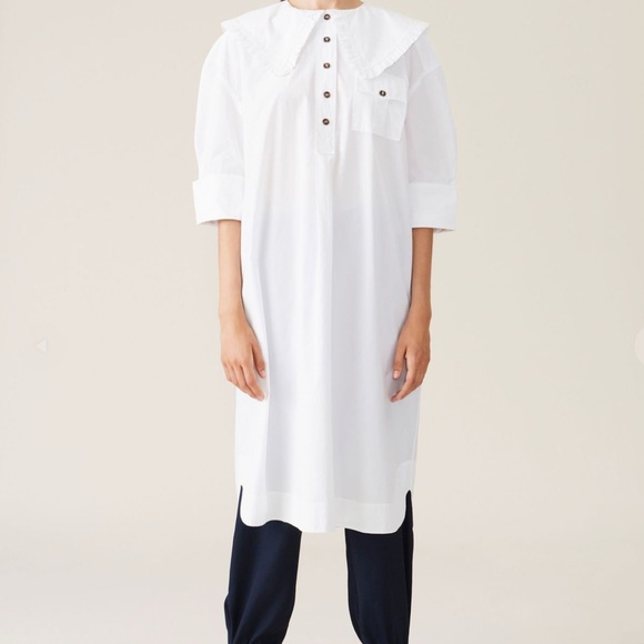 Ganni Dresses & Skirts - GANNI White‎ Poplin Oversized Shirt Dress
by GANNI